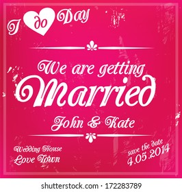 Beautiful red pink retro wedding invitation card vector - Shutterstock ID 172283789