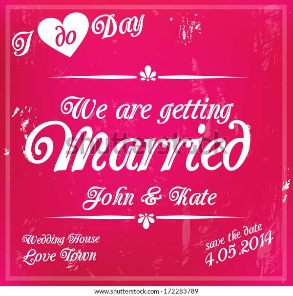 Beautiful\
red pink retro wedding invitation card\
vector