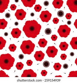 beautiful red poppy pattern background