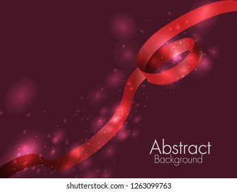 Beautiful red ribbon, red bokeh on red background with clipping path. For report cover, business card
