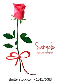 Beautiful red rose with a bow. Vector