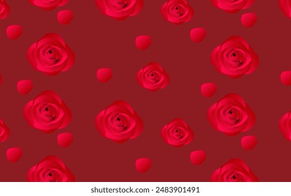 Beautiful red rose fabric pattern for decorating clothes, patches and more.