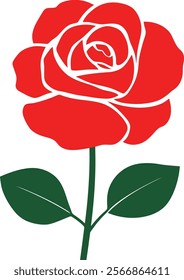 Beautiful Red Rose Flower Icon Vector Illustration