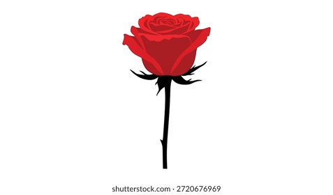 Uma rosa vermelha bonita é apresentada em um estilo de silhueta preta distintivo e arrojado.