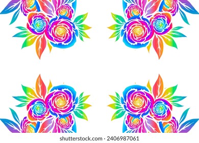 Beautiful red rose roses flowers frame art pattern design background for wedding invitation