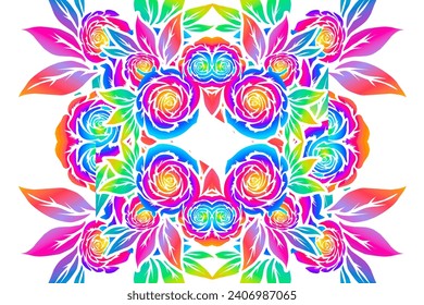 Beautiful red rose roses flowers frame art pattern design background for wedding invitation