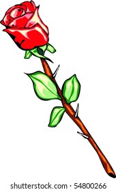 Beautiful red rose, vector illustration