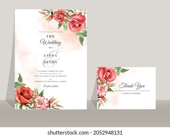Beautiful red rose wedding invitation templates