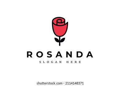 beautiful red roses with bold lines. cosmetic logo design