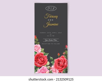 Beautiful red roses wedding invitation