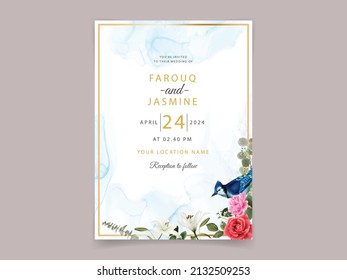 Beautiful red roses wedding invitation