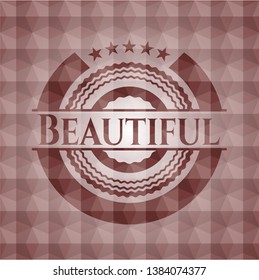 Beautiful red seamless emblem with geometric pattern background.