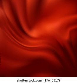 Beautiful Red Silk. Drapery Textile Background, Vector Illustration