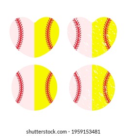 Beautiful red stitch baseball ball vector Isolated on white background