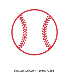 Beautiful red stitch baseball ball vector Isolated on white background