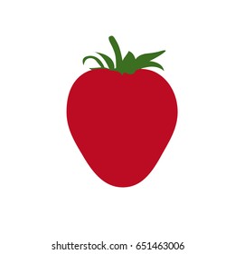 Beautiful red strawberry vector illustration. Flat design. White background