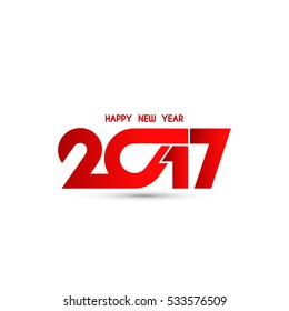 Beautiful red text design of happy new year 2017 on white background