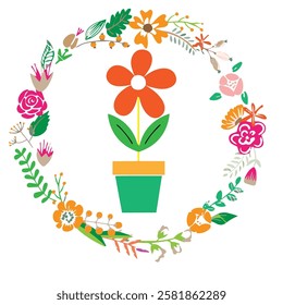Beautiful red tulip border at light green background