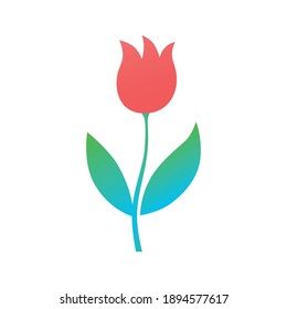 Beautiful red tulip flower isolated vector icon flat design