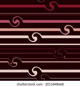 Beautiful red twisted lines seamless vector pattern 