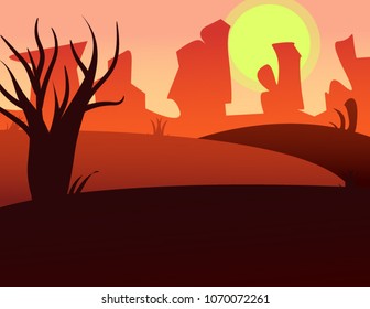 Beautiful red view nature vector graphic art illustration 