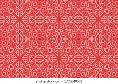 Beautiful red web background with abstract geometric seamless pattern