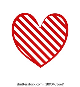 Beautiful red white heart. Vector flat illustration.Valentine's Day.