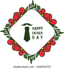 Beautiful red wreath, design element for happy father day. Vector