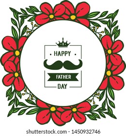 Beautiful red wreath, design element for happy father day. Vector