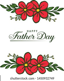 Beautiful red wreath, design element for happy father day. Vector