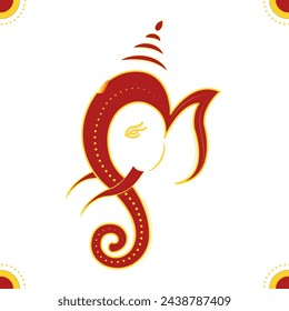 beautiful red and yellow ganesha vector illustration representing colors of kumkum and sandal.graceful ganapati vector icon with tilak.eps10 graphic icon of indian god ganesh for good beginnings 