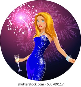 Beautiful red-haired woman with a glass in her hand