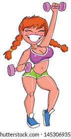 beautiful redhead girl doing fitness vector illustration