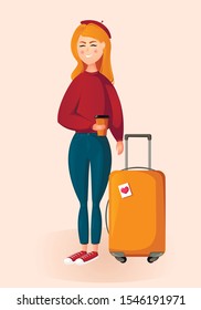 beautiful redhead girl travels vector