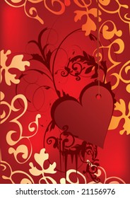 beautiful reds heart on decorative background