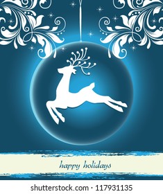 Beautiful Reindeer on Blue background