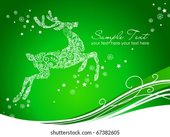 Beautiful Reindeer on Green background