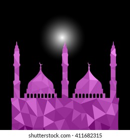 Beautiful religious eid background with mosque. Vector illustration