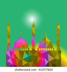 Beautiful religious eid background with mosque.Ramadan Kareem vector design. Greeting card. Islamic background.