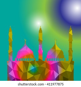 Beautiful religious eid background with mosque.Ramadan Kareem vector design. Greeting card. Islamic background.
