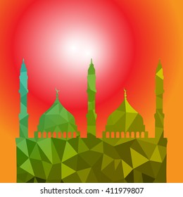 Beautiful religious eid background with mosque.Ramadan Kareem vector design. Greeting card. Islamic background.