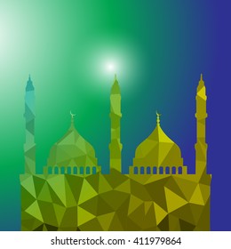 Beautiful religious eid background with mosque.Ramadan Kareem vector design. Greeting card. Islamic background.