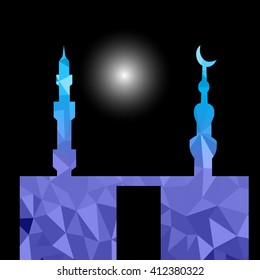 Beautiful religious eid background with mosque.Ramadan Kareem vector design. Greeting card. Islamic background.