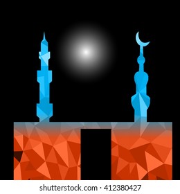 Beautiful religious eid background with mosque.Ramadan Kareem vector design. Greeting card. Islamic background.
