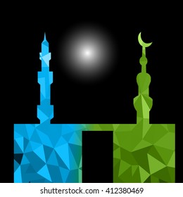Beautiful religious eid background with mosque.Ramadan Kareem vector design. Greeting card. Islamic background.