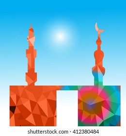 Beautiful religious eid background with mosque.Ramadan Kareem vector design. Greeting card. Islamic background.