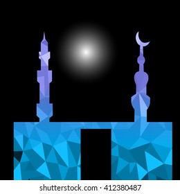 Beautiful religious eid background with mosque.Ramadan Kareem vector design. Greeting card. Islamic background.