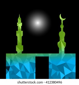 Beautiful religious eid background with mosque.Ramadan Kareem vector design. Greeting card. Islamic background.