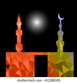 Beautiful religious eid background with mosque.Ramadan Kareem vector design. Greeting card. Islamic background.