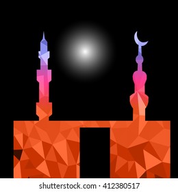 Beautiful religious eid background with mosque.Ramadan Kareem vector design. Greeting card. Islamic background.